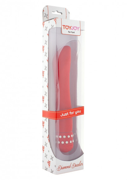 Красный вибратор DIAMOND DAZZLER - 19 см.