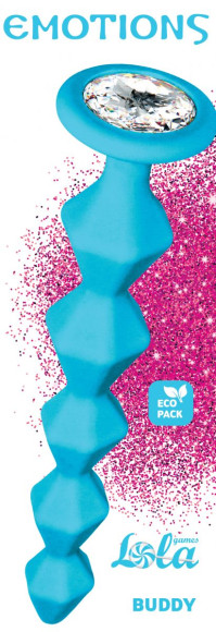 Бирюзовая анальная цепочка с кристаллом Buddy - 17,7 см. Бирюзовая анальная цепочка с кристаллом Buddy - 17,7 см.