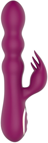 Сливовый вибратор-кролик AN Stamen с массажем бусинами - 22 см.