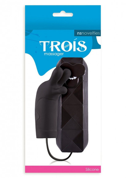 Чёрный вибростимулятор Trois с выносным пультом управления