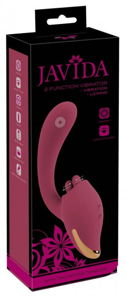 Малиновый вибратор с подвижными язычками 2 Function Vibrator - 20,6 см.