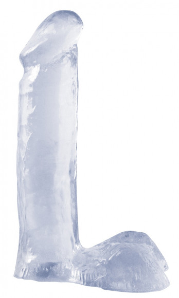Прозрачный фаллос с мошонкой Basix - 19 см. Прозрачный фаллос с мошонкой Basix - 19 см.