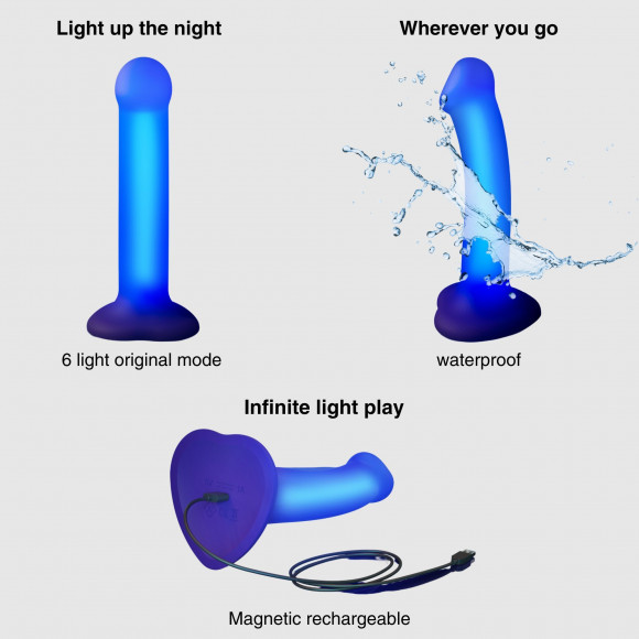Светящийся фаллоимитатор Strap-on-me Glow-Led Dildo - size M Светящийся фаллоимитатор Strap-on-me Glow-Led Dildo - size M