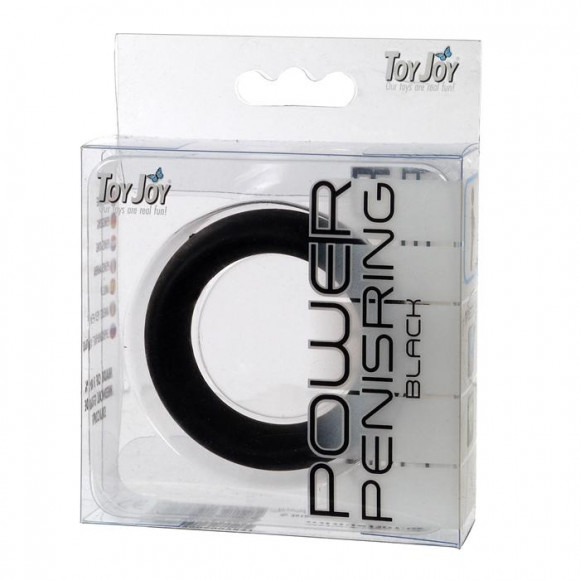 Чёрное кольцо на пенис POWER PENISRING MEDIUM