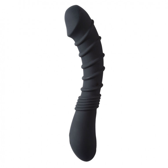 Черный вибромассажер Appetency Wild Ribbed Vibe - 21,5 см.