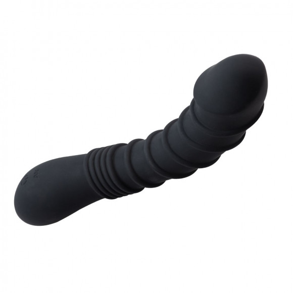 Черный вибромассажер Appetency Wild Ribbed Vibe - 21,5 см.