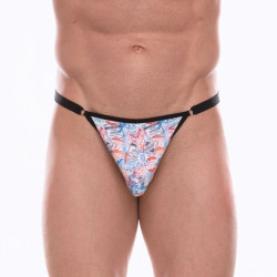 Мужские трусы-тонги с принтом в виде почтовых штемпелей Мужские трусы-тонги с принтом в виде почтовых штемпелей