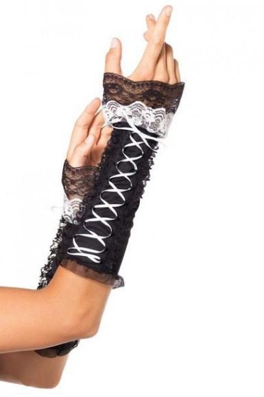 Перчатки с кружевом Lace Up Opaque Arm Warmer With Lace Ruffle Trim Перчатки с кружевом Lace Up Opaque Arm Warmer With Lace Ruffle Trim