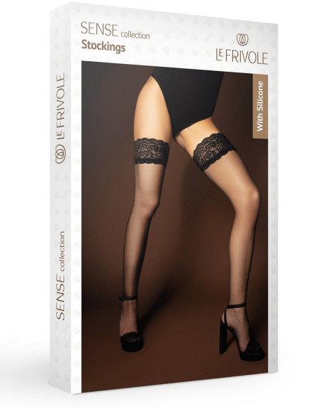 Черные матовые капроновые чулки с кружевом и двойной силиконовой лентой Черные матовые капроновые чулки с кружевом и двойной силиконовой лентой