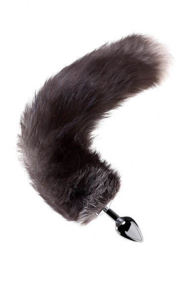 Большая серебристая металлическая анальная втулка с хвостом-чернобуркой Большая серебристая металлическая анальная втулка с хвостом-чернобуркой