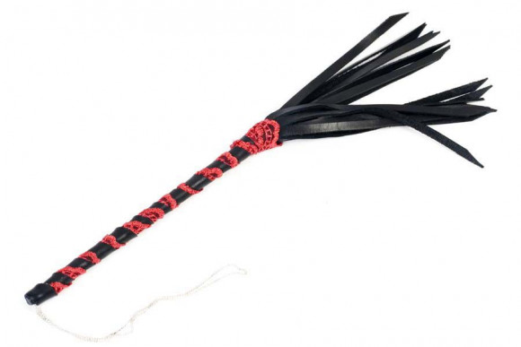 Чёрно-красная 16-полосная полужесткая плётка - 40 см.