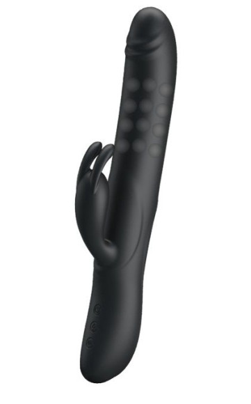 Чёрный вибратор с вращающимися бусинами Colin - 25 см. Чёрный вибратор с вращающимися бусинами Colin - 25 см.