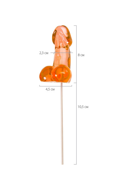 Оранжевый леденец в форме члена со вкусом амаретто - 80 гр. Оранжевый леденец в форме члена со вкусом амаретто - 80 гр.