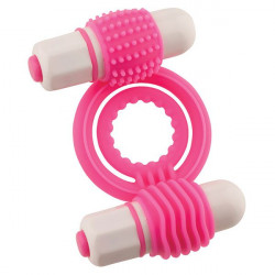 Розовое эрекционное кольцо с 2 виброэлементами NEON EUPHORIA CLITORAL MASSAGE RING Розовое эрекционное кольцо с 2 виброэлементами NEON EUPHORIA CLITORAL MASSAGE RING