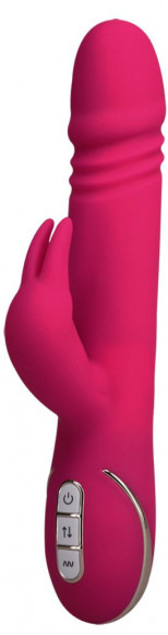 Розовый вибратор с выпуклой головкой и стимулятором клитора Rabbit Skater - 23 см. Розовый вибратор с выпуклой головкой и стимулятором клитора Rabbit Skater - 23 см.