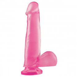 Розовый фаллоимитатор c мошонкой Basix - 20,3 см. Розовый фаллоимитатор c мошонкой Basix - 20,3 см.