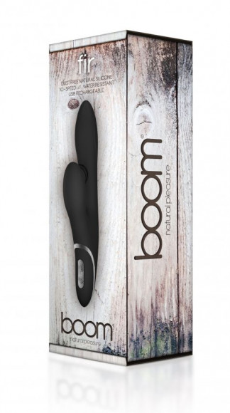 Чёрный вибратор BOOM Fir с клиторальной щёточкой - 23 см. Чёрный вибратор BOOM Fir с клиторальной щёточкой - 23 см.