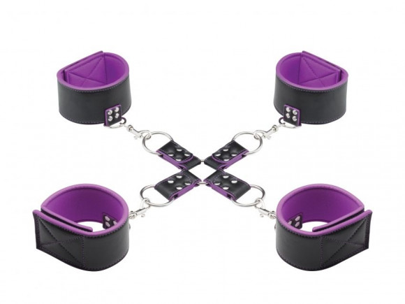 Чёрно-фиолетовый двусторонний комплект для бандажа Reversible Hogtie Чёрно-фиолетовый двусторонний комплект для бандажа Reversible Hogtie