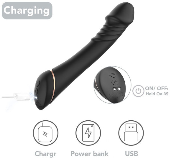 Черный вибратор для G-точки Hancock - 20,4 см