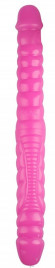 Розовый двухсторонний спиралевидный фаллоимитатор - 43 см.