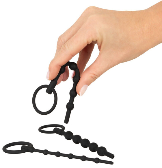 Набор из 3 черных силиконовых уретральных стимуляторов Training Set