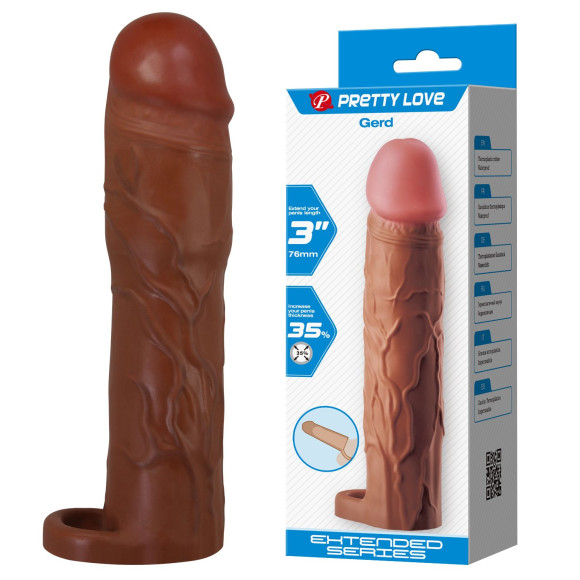 Коричневая насадка на пенис Gerd - 19,5 см. Коричневая насадка на пенис Gerd - 19,5 см.