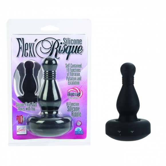 Чёрная пробка с вибрацией 10-Function Flexi Risquе Ripples 