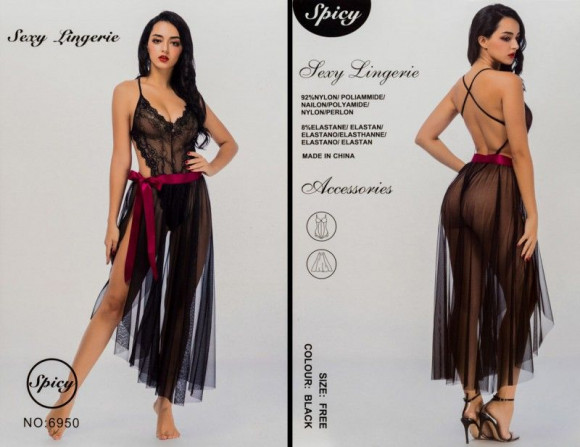 Кружевное боди с длинной юбкой на атласной ленте Кружевное боди с длинной юбкой на атласной ленте