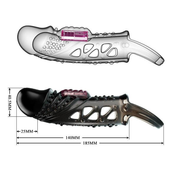 Черная насадка с вибрацией Cecelia - 18,5 см. Черная насадка с вибрацией Cecelia - 18,5 см.