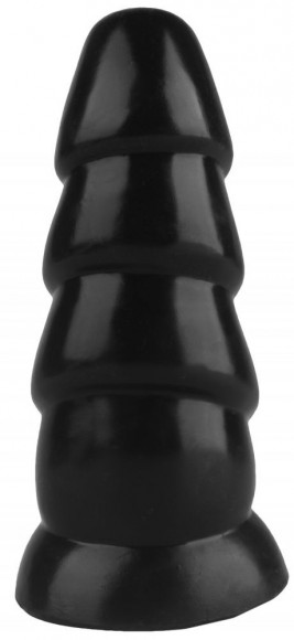 Черная рельефная анальная втулка - 18,5 см. Черная рельефная анальная втулка - 18,5 см.