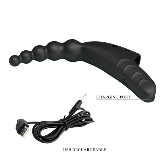 Черный вибратор на палец Jordin - 12,2 см.