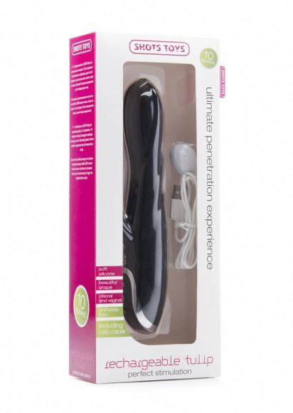 Чёрный перезаряжаемый вибратор RechargeableTulip Purple - 21 см. Чёрный перезаряжаемый вибратор RechargeableTulip Purple - 21 см.