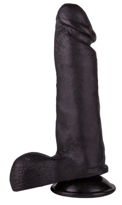 Чёрный дилдо на присоске - 19 см. Чёрный дилдо на присоске - 19 см.