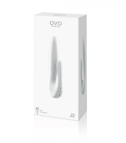 Белый перезаряжаемый вибратор с клиторальным отростком J2 - 23 см.