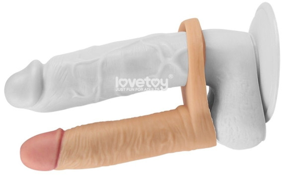 Телесная насадка The Ultra Soft Double для двойного проникновения - 14 см. Телесная насадка The Ultra Soft Double для двойного проникновения - 14 см.