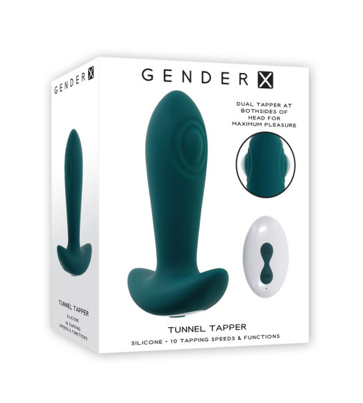 Изумрудная анальная вибропробка с пультом ДУ Tunnel Tapper - 12,1 см.