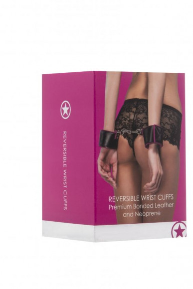 Чёрно-розовые двусторонние наручники Reversible Wrist Cuffs Чёрно-розовые двусторонние наручники Reversible Wrist Cuffs