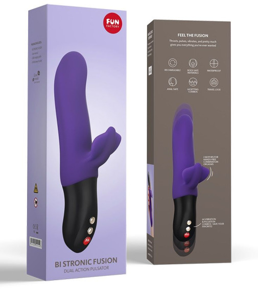 Фиолетовый пульсатор с клиторальным лепестком Bi Stronic Fusion - 21,5 см. Фиолетовый пульсатор с клиторальным лепестком Bi Stronic Fusion - 21,5 см.