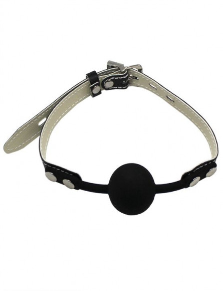 Черный силиконовый кляп с фиксацией и замочком Черный силиконовый кляп с фиксацией и замочком