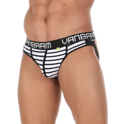 Белые хлопковые трусы-джоки в полоску Белые хлопковые трусы-джоки в полоску