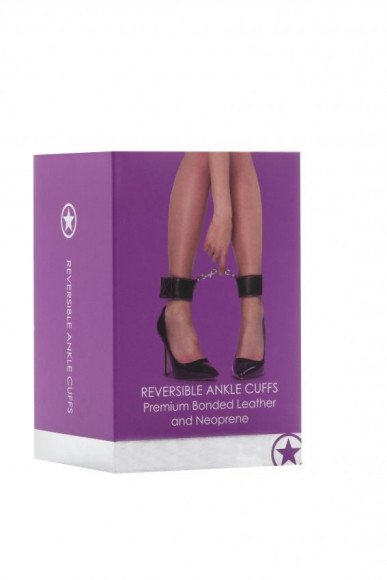 Чёрно-фиолетовые двусторонние оковы на ноги Reversible Ankle Cuffs Чёрно-фиолетовые двусторонние оковы на ноги Reversible Ankle Cuffs