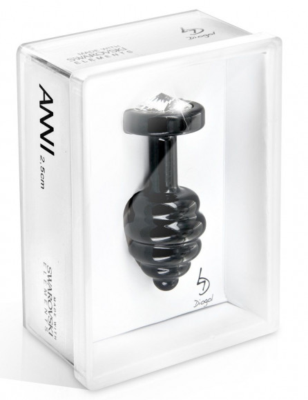 Чёрный ребристый анальный плаг с прозрачным кристаллом ANNI Ano black T1 - 6 см. Чёрный ребристый анальный плаг с прозрачным кристаллом ANNI Ano black T1 - 6 см.