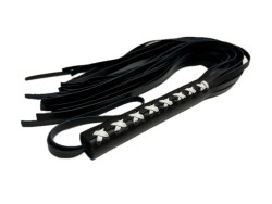 Кожаная плеть Sex Game с белым плетением на рукояти - 57 см. Кожаная плеть Sex Game с белым плетением на рукояти - 57 см.