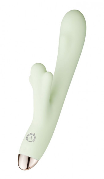 Салатовый вибратор Maccia с клиторальным отростком - 22 см. Салатовый вибратор Maccia с клиторальным отростком - 22 см.