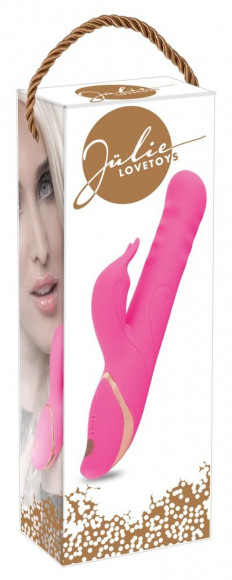 Розовый вибратор с клиторальным стимулятором Julie - 22.5 см. Розовый вибратор с клиторальным стимулятором Julie - 22.5 см.
