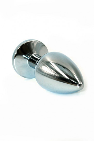 Серебристая анальная пробка с нежно-голубым кристаллом - 7 см. Серебристая анальная пробка с нежно-голубым кристаллом - 7 см.