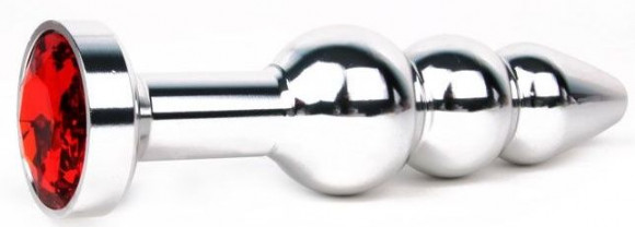 Удлиненная серебристая анальная втулка с красным кристаллом - 11,3 см. Удлиненная серебристая анальная втулка с красным кристаллом - 11,3 см.