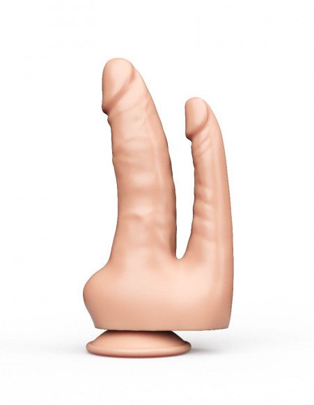 Двойной фаллоимитатор на присоске из геля - 16,5 см.