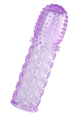 Фиолетовая рельефная насадка на пенис - 13,5 см. Фиолетовая рельефная насадка на пенис - 13,5 см.