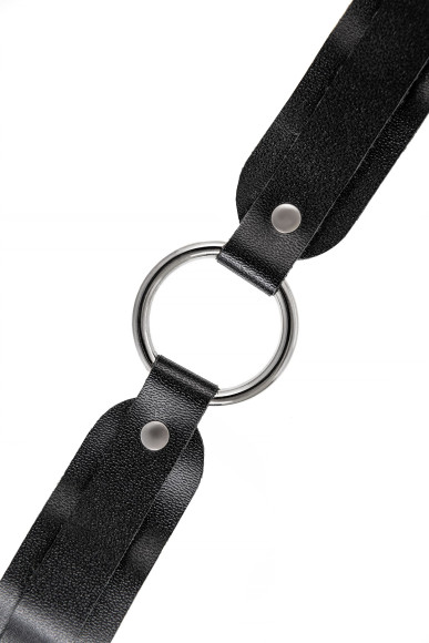 Черный кожаный чокер-ошейник со скруглёнными углами